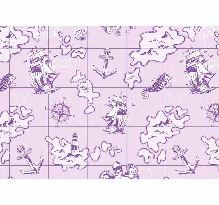 Fotomural arte clásico Ilustración de brújula de elementos violet - TenVinilo