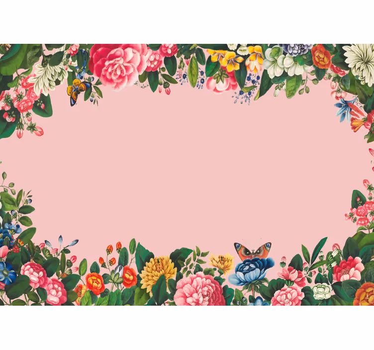 Mural de flores elegante diseño floral rosa. - TenVinilo