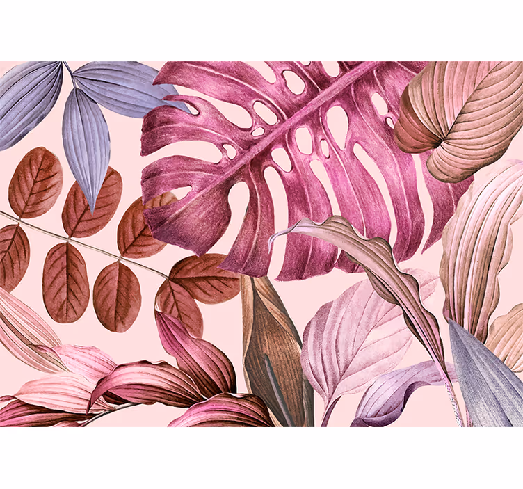 Mural de flores hojas tropicales vivas - TenVinilo