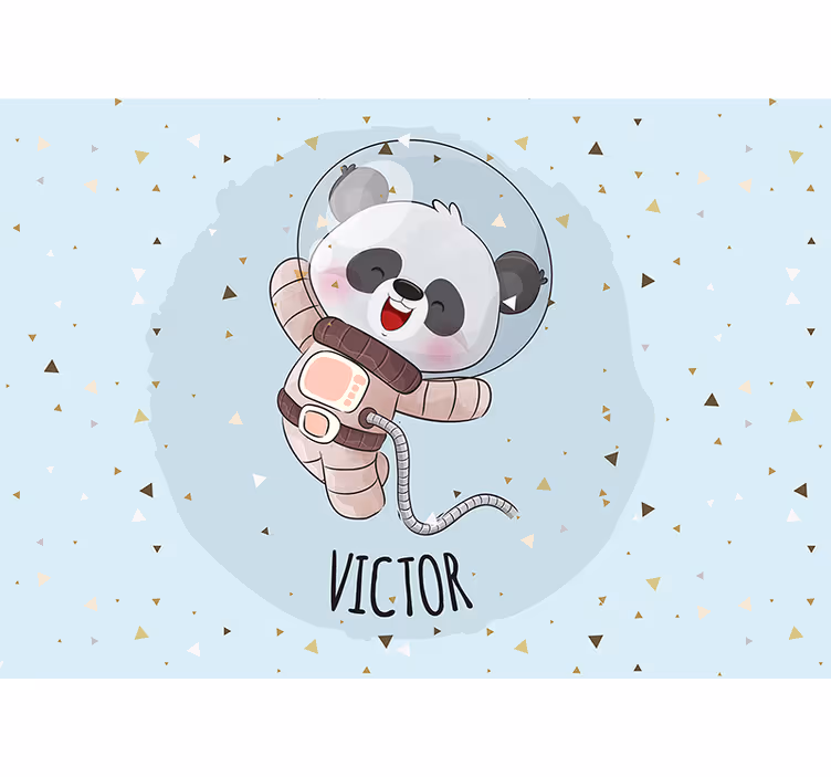 Mural de animales panda astronauta feliz - TenVinilo