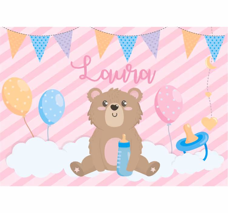 Mural infantil ilustración de oso tierno - TenVinilo