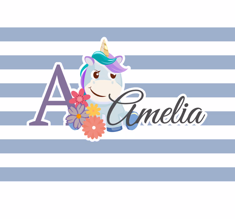 Mural personalizable tema de unicornio encantador - TenVinilo