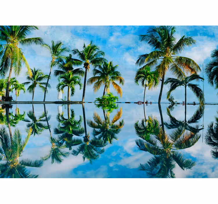 Mural de naturaleza reflejos de palmas lujosas - TenVinilo
