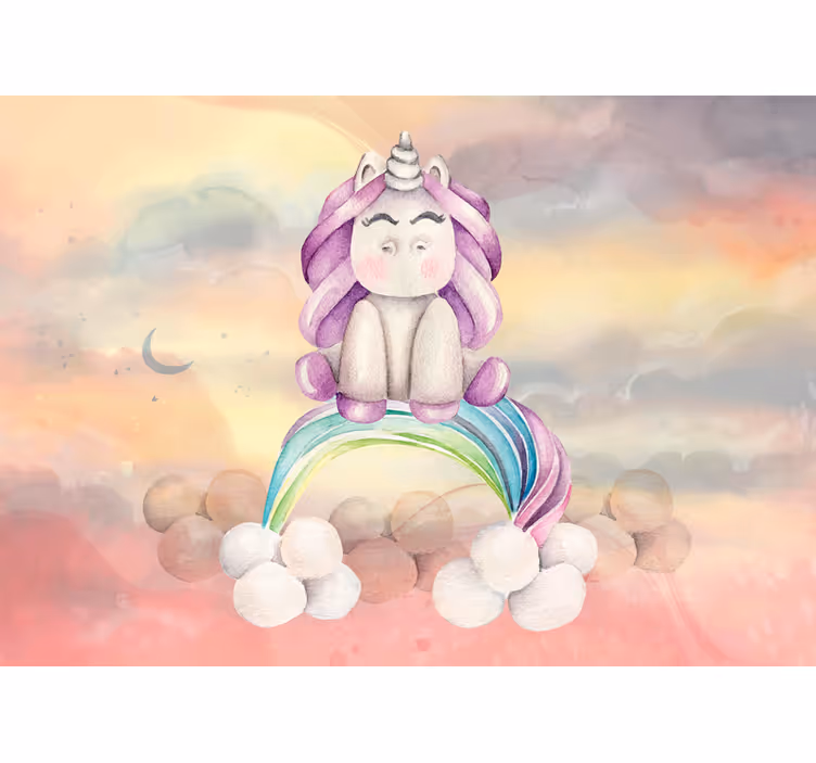Fotomural fantasía Unicornio bebé colorido - TenVinilo
