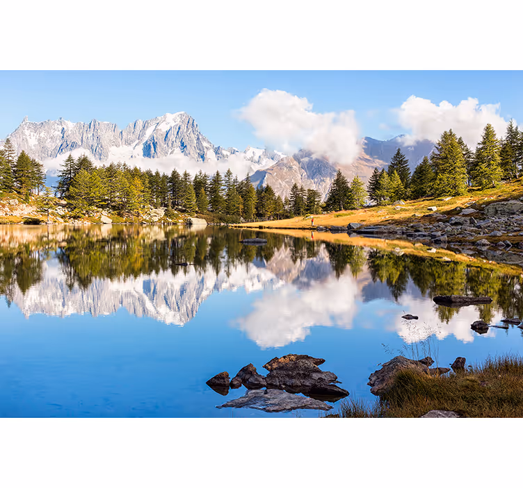 Mural de paisajes reflejo de montañas - TenVinilo