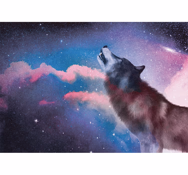 Mural de animales silueta de lobo aullador - TenVinilo