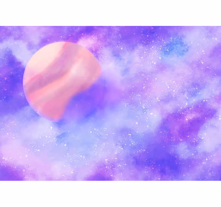Fotomural juvenil Luna rosa con nubes - TenVinilo