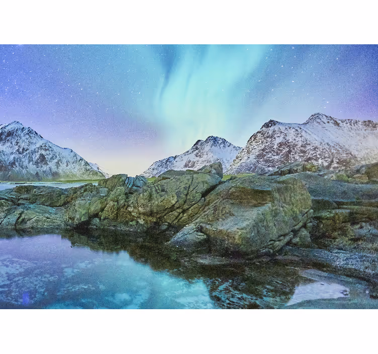 Mural de paisajes reflejo de las auroras boreales - TenVinilo