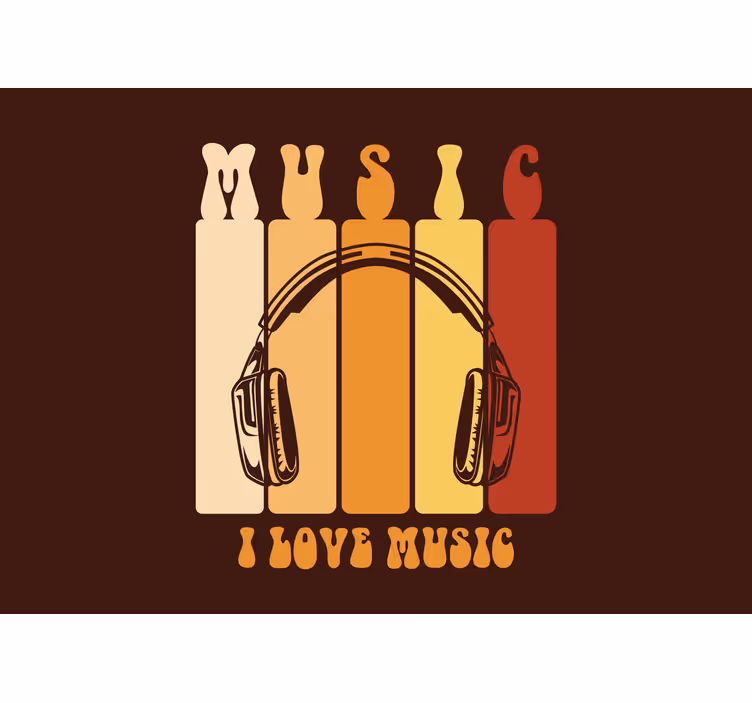 Mural de música gráfico de auriculares musicales - TenVinilo