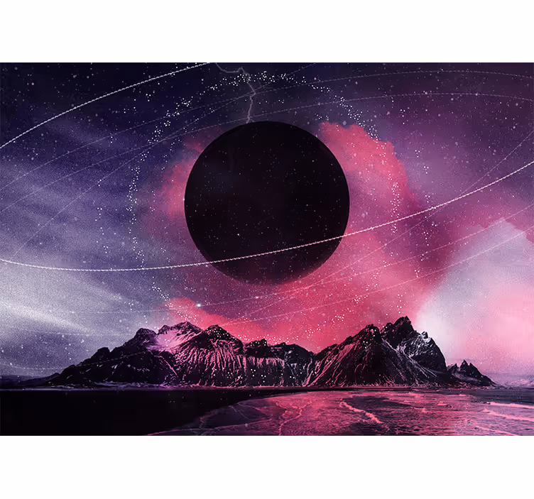 Fotomural espacio Montañas con planetas - TenVinilo