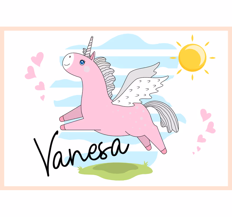 Mural de amor aventura del unicornio rosa - TenVinilo