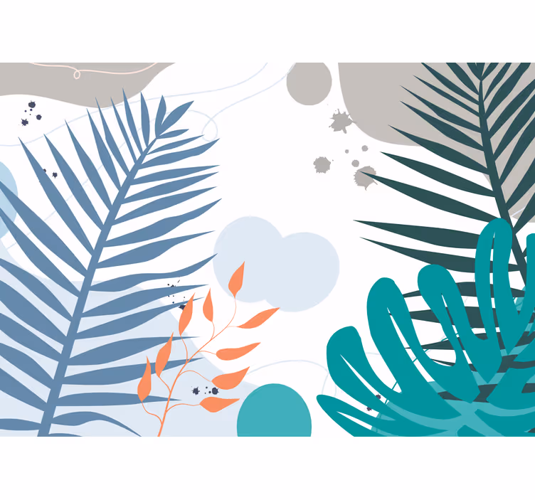 Mural de naturaleza motivos de hojas estilizadas - TenVinilo