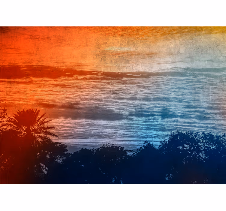 Mural de paisajes crepúsculo sobre las olas - TenVinilo