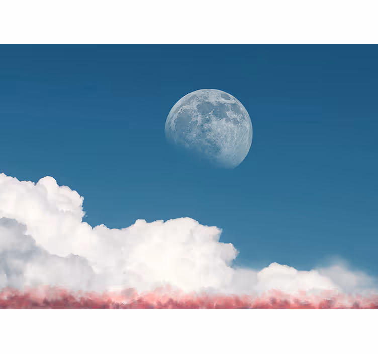 Fotomural juvenil Luna llena durante el día - TenVinilo