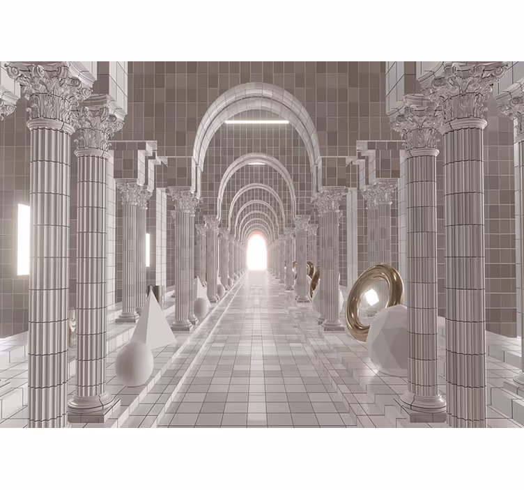 Fotomural 3D Ilusión óptica de columnas - TenVinilo