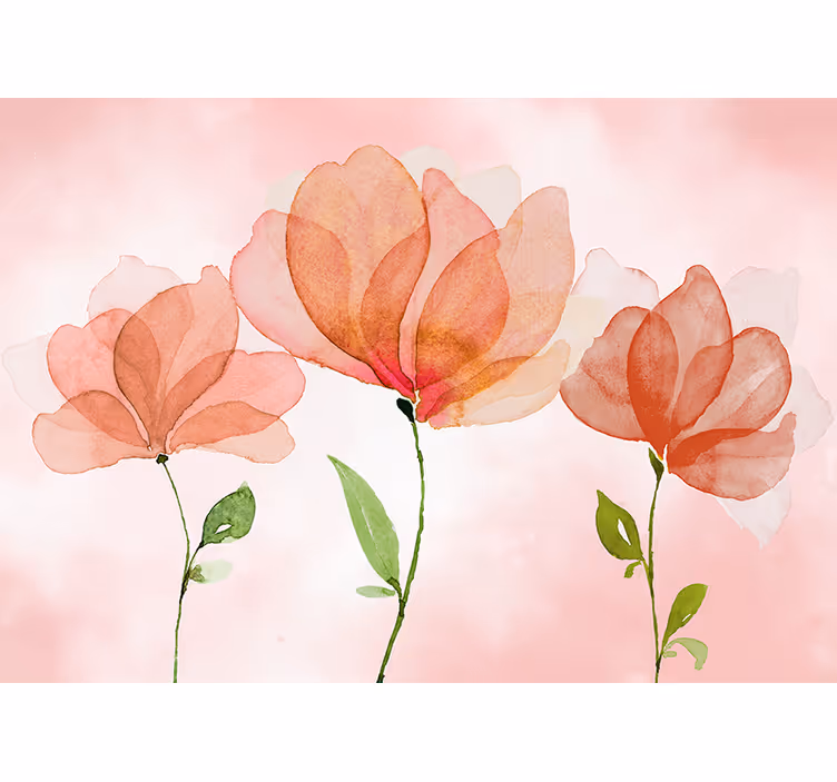 Mural de flores elegantes flores florales - TenVinilo