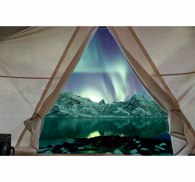 Mural de paisajes vista de la aurora boreal - TenVinilo