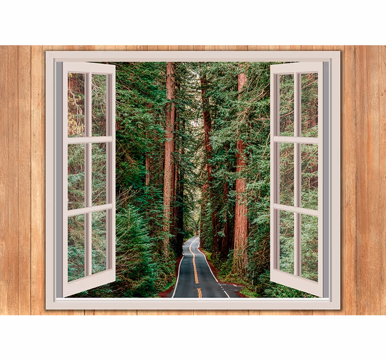 Fotomural 3D Ruta de la ventana a los árboles grandes - TenVinilo