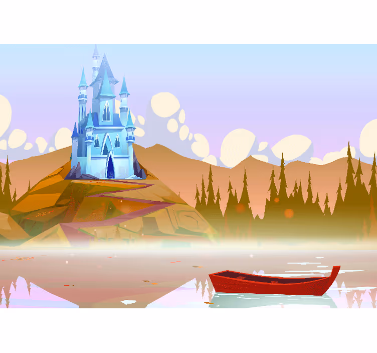 Mural de fantasía escena de reflejo del castillo - TenVinilo