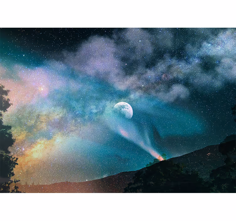 Mural del espacio nebulosa de luz de luna celestial - TenVinilo