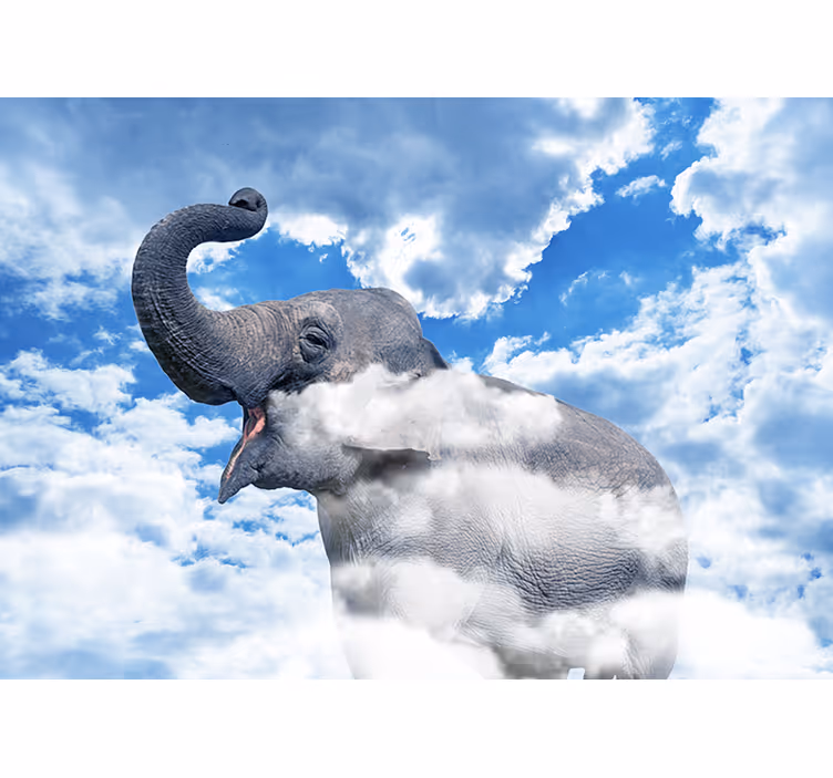 Mural de animales elefante en las nubes - TenVinilo