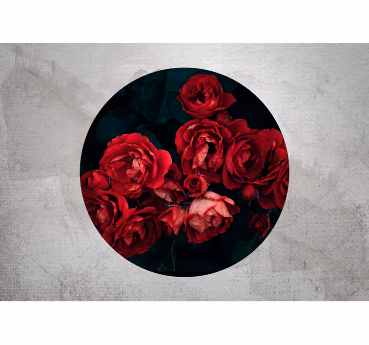 Mural de rosas flores rojas en plena floración - TenVinilo