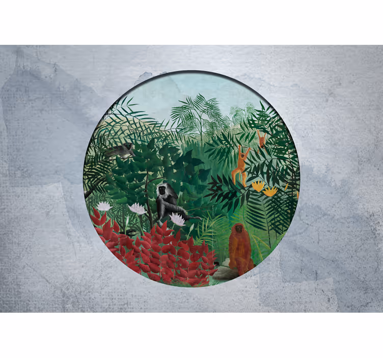 Mural de selva escena de jungla vibrante - TenVinilo