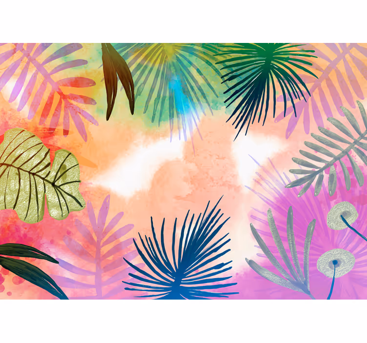 Fotomural naturaleza Patrón de coloridas hojas tropicales - TenVinilo