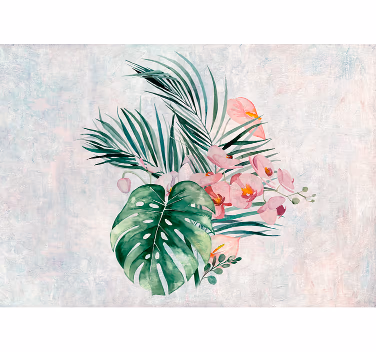 Mural de flores arreglo floral tropical - TenVinilo