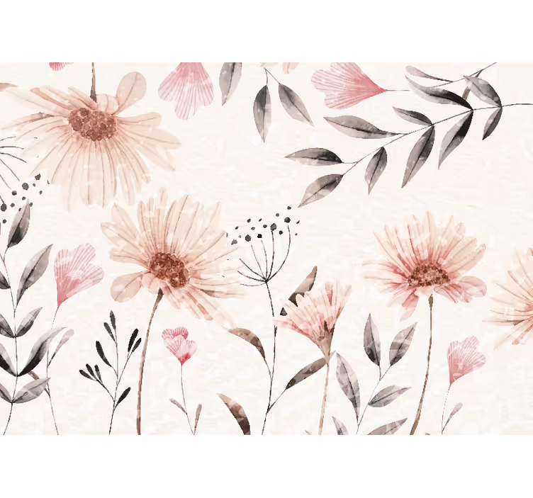 Mural de flores diseño floral rosa - TenVinilo