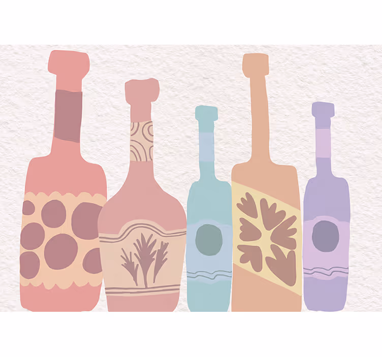 Mural de arte colección de botellas estilizadas - TenVinilo