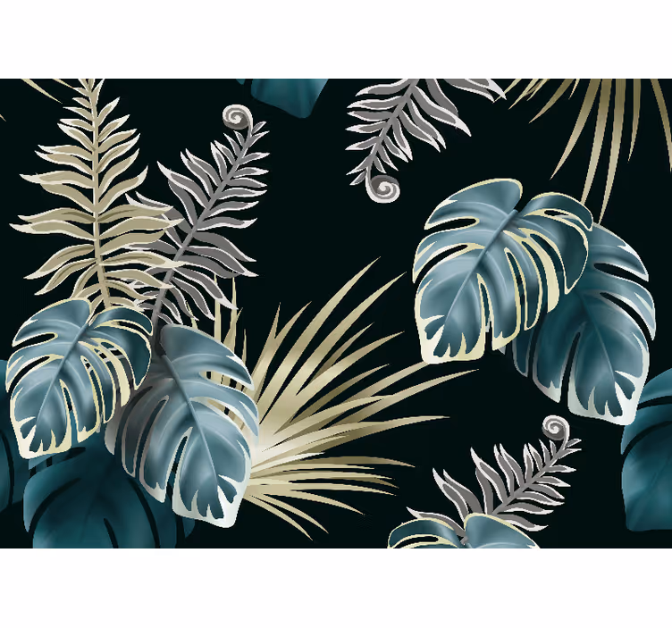 Mural de naturaleza elementos de follaje tropical - TenVinilo