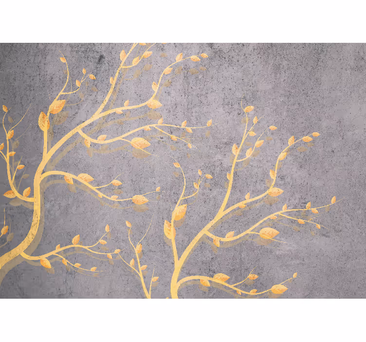 Mural de naturaleza vides doradas y frondosas - TenVinilo