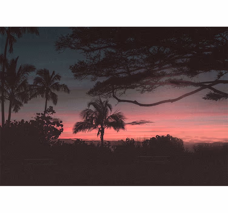 Fotomural naturaleza árboles cielo rosa atardecer - TenVinilo