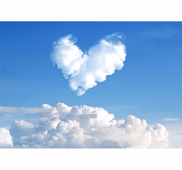 Mural de amor nubes en forma de corazón - TenVinilo