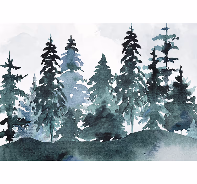 Mural de naturaleza paisaje de pinos majestuosos - TenVinilo