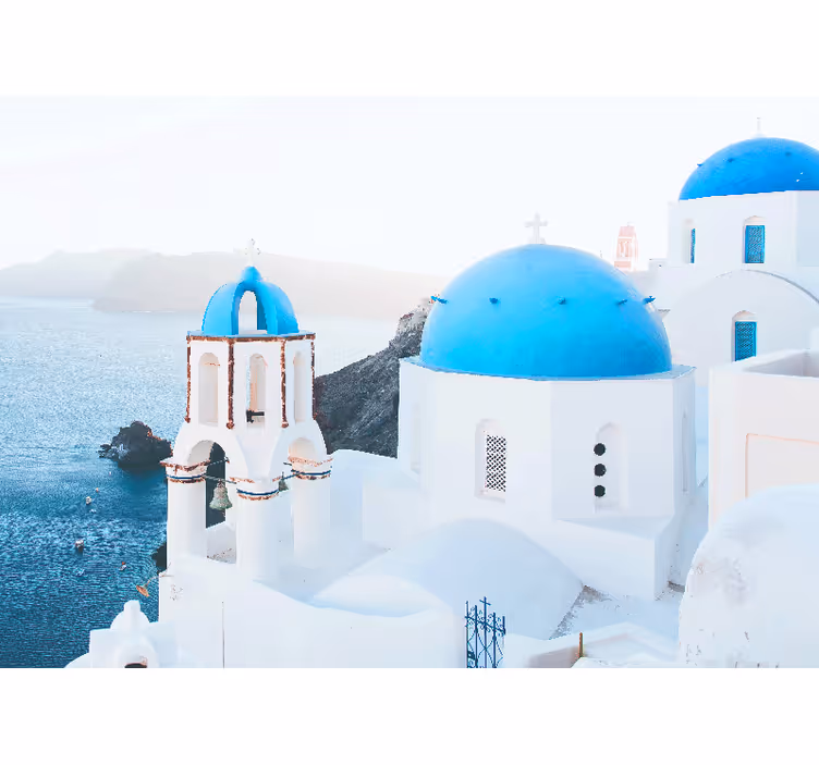 Mural ciudad vistas al mar de santorini - TenVinilo