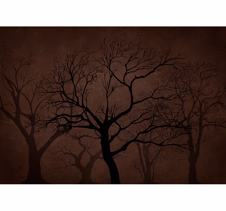 Mural de bosque siluetas oscuras de árboles - TenVinilo