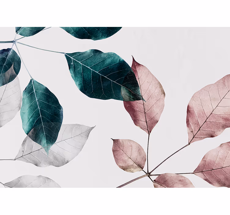 Mural de naturaleza elementos de hojas elegantes - TenVinilo