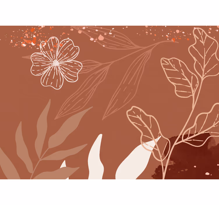 Papel mural terracota diseño de hojas minimalistas - TenVinilo