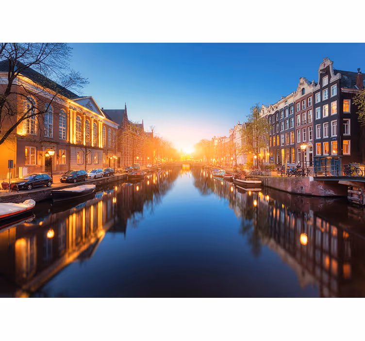 Mural de Ámsterdam atardecer del canal de amsterdam - TenVinilo