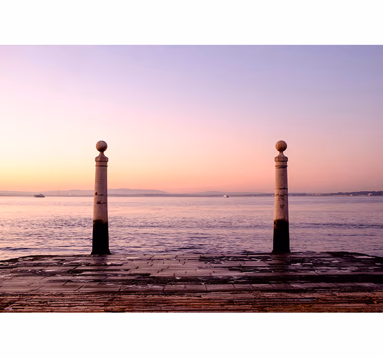 Mural de paisajes vista del muelle al atardecer - TenVinilo