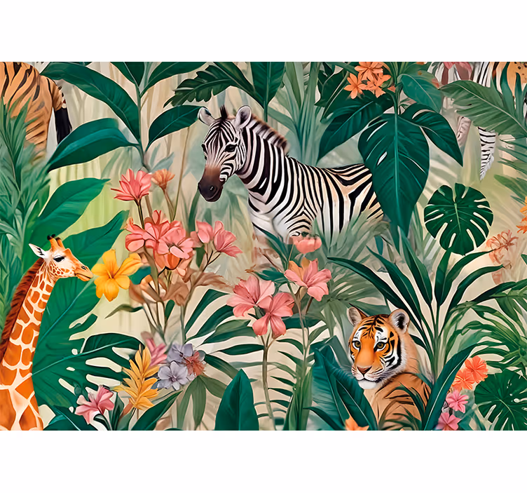 Mural de animales explosión de la naturaleza - TenVinilo