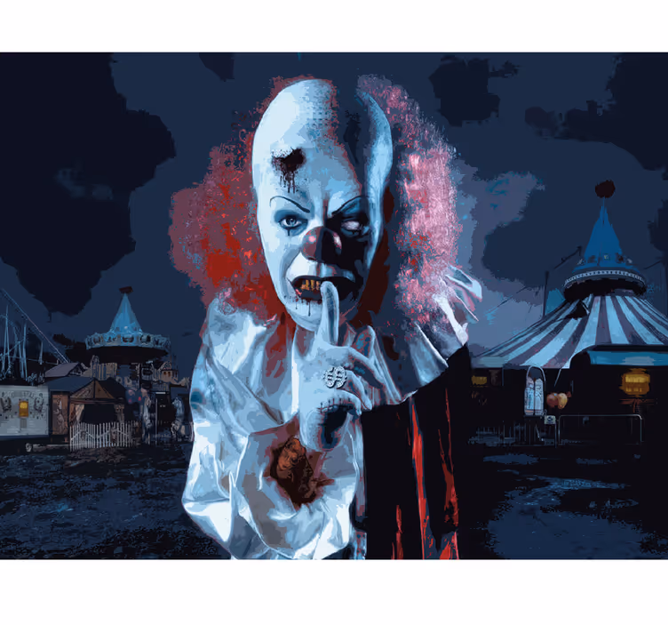 Mural para salón película de terror payaso - TenVinilo