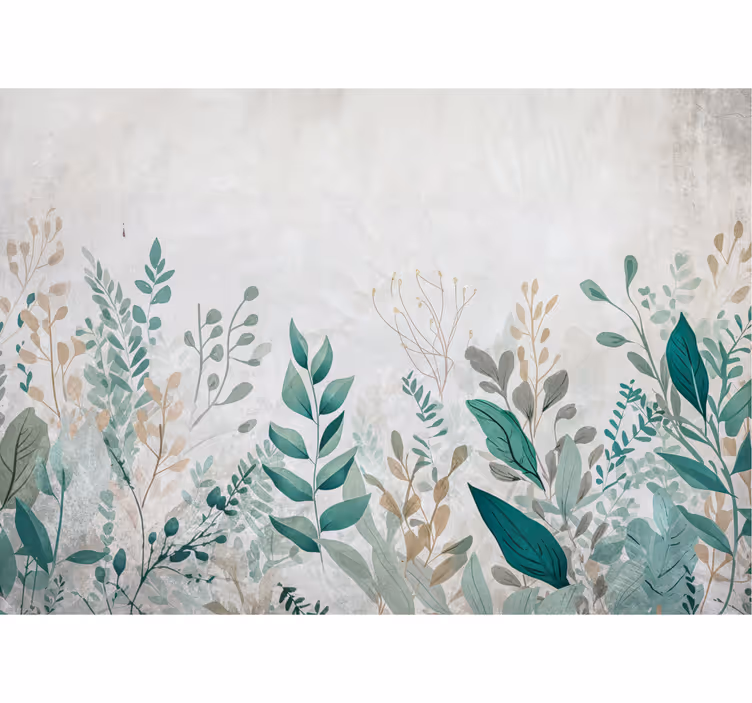 Fotomural salón pintura de plantas - TenVinilo