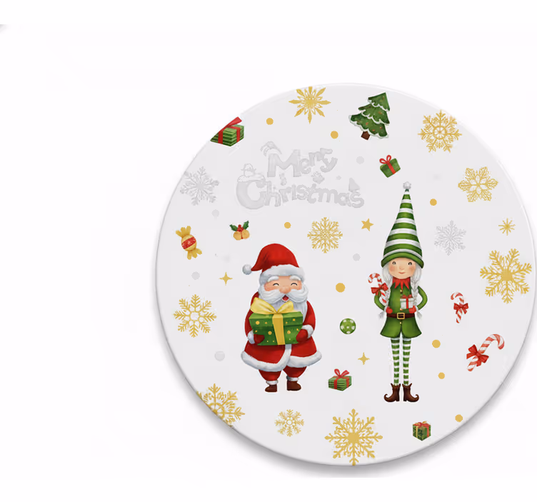 Posavasos navideño santa con elfo - TenVinilo