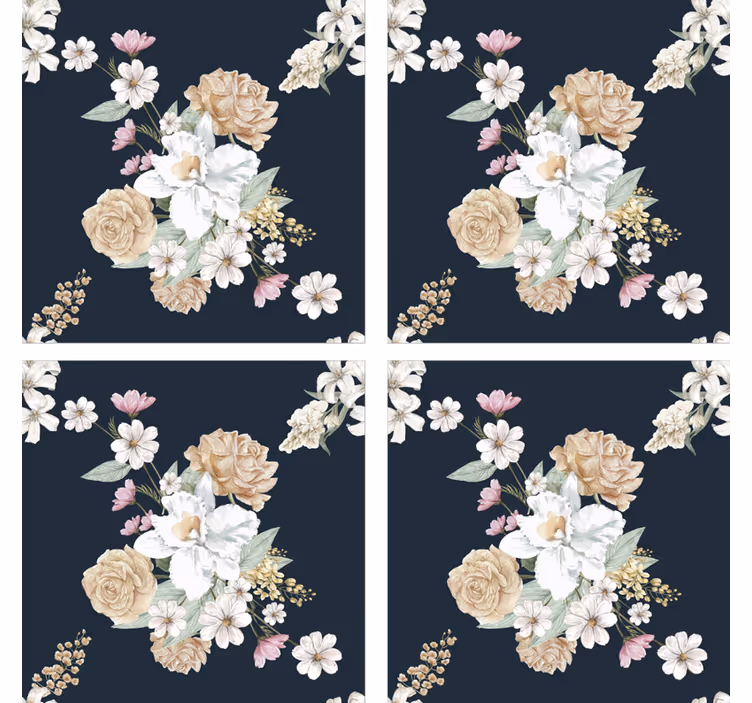 Posavasos negro de flores vintage - TenVinilo