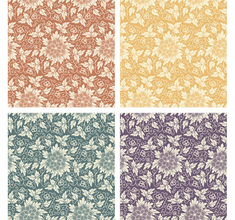 Posavasos vintage azulejos cuadrados florales - TenVinilo