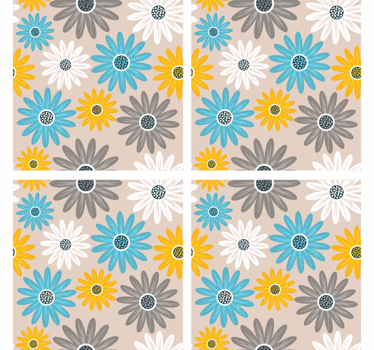 Posavasos elementos florales vibrantes - TenVinilo