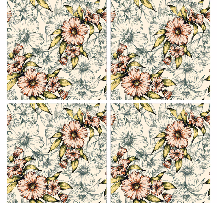 Posavasos arte de patrón floral - TenVinilo